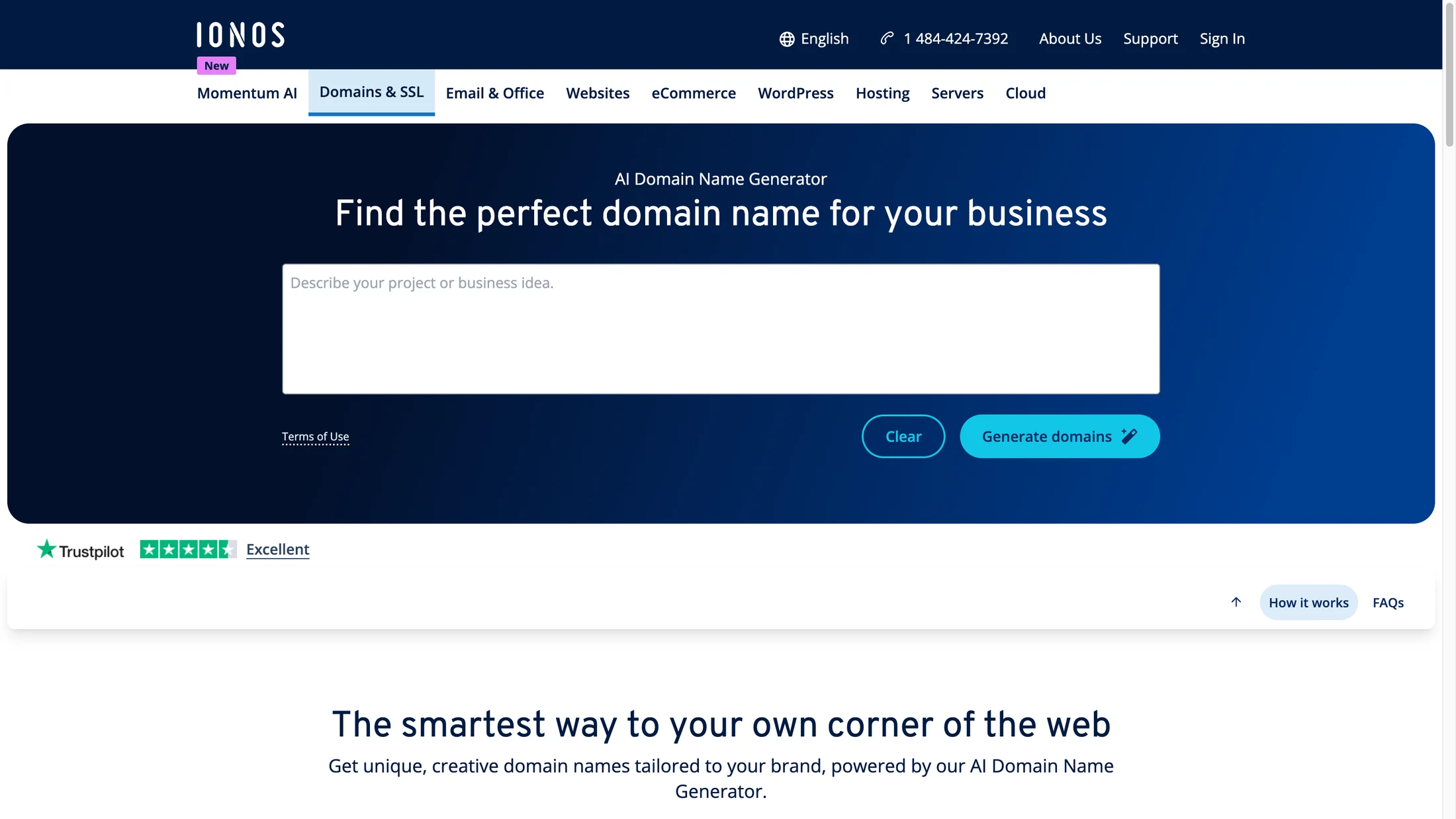 IONOS AI Domain Name Generator Review (2026): Free Suggestions & Domain ...