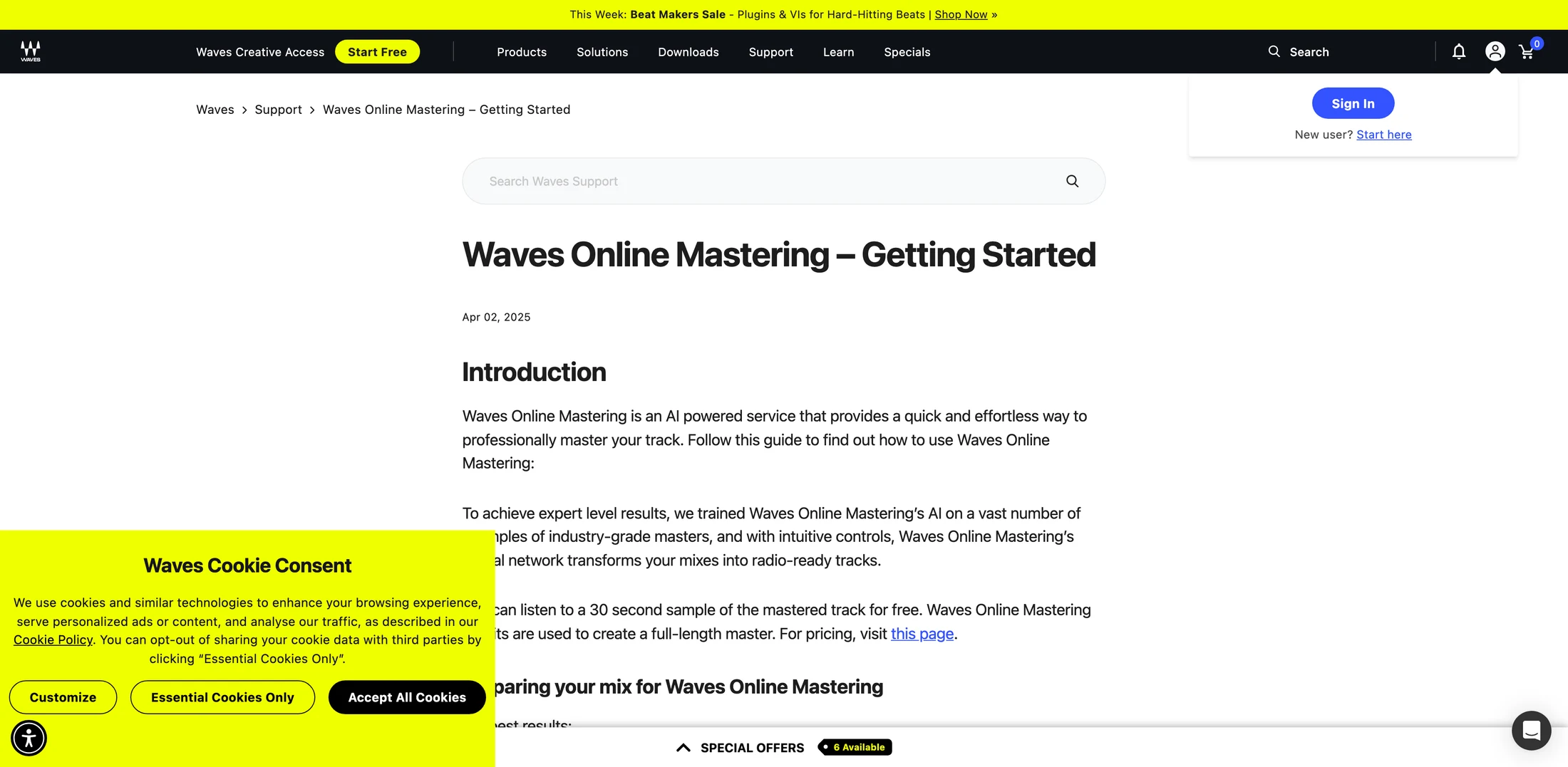 Waves Online Mastering Review (2026): AI Mastering Service